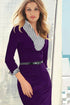 V-neck Knee Length Midi Dresses Purple